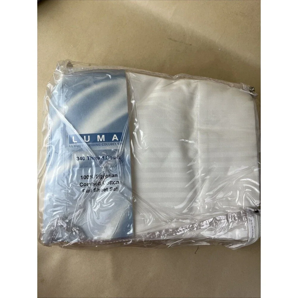 NWT Boscov’s Luma Luxury Egyptian Cotton 340TC Full Sheet Set White Portugal Mad